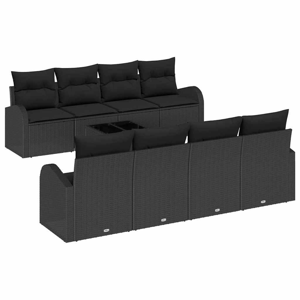 Garden Sofa Set 7 pcs Black 55 x 55 x 37 cm Poly Rattan