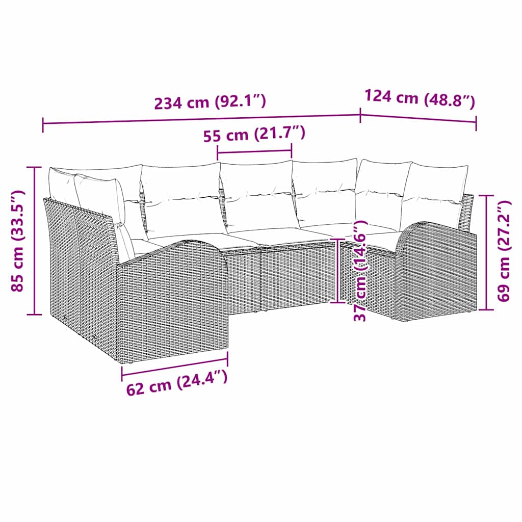 Garden Sofa Set 6 pcs Black Poly rattan