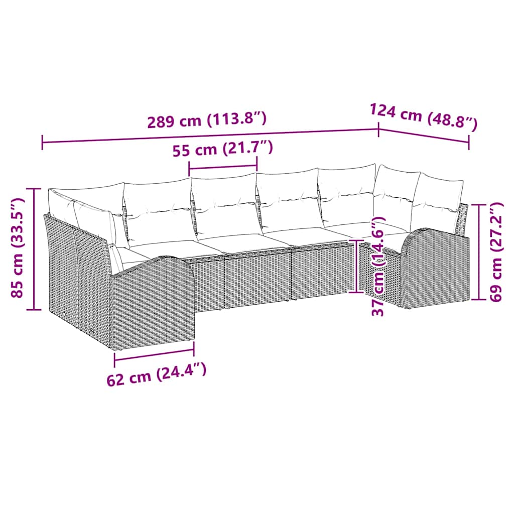 Sofa Set 7 pcs Black Poly Rattan