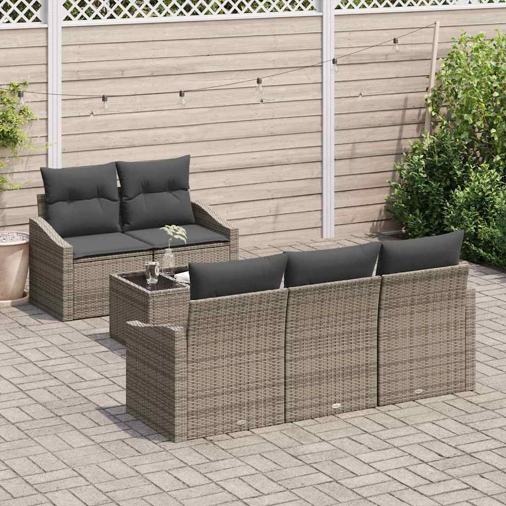 Garden Sofa Set with Cushion Manual 6 pcs Grey 55 x 55 x 37 cm