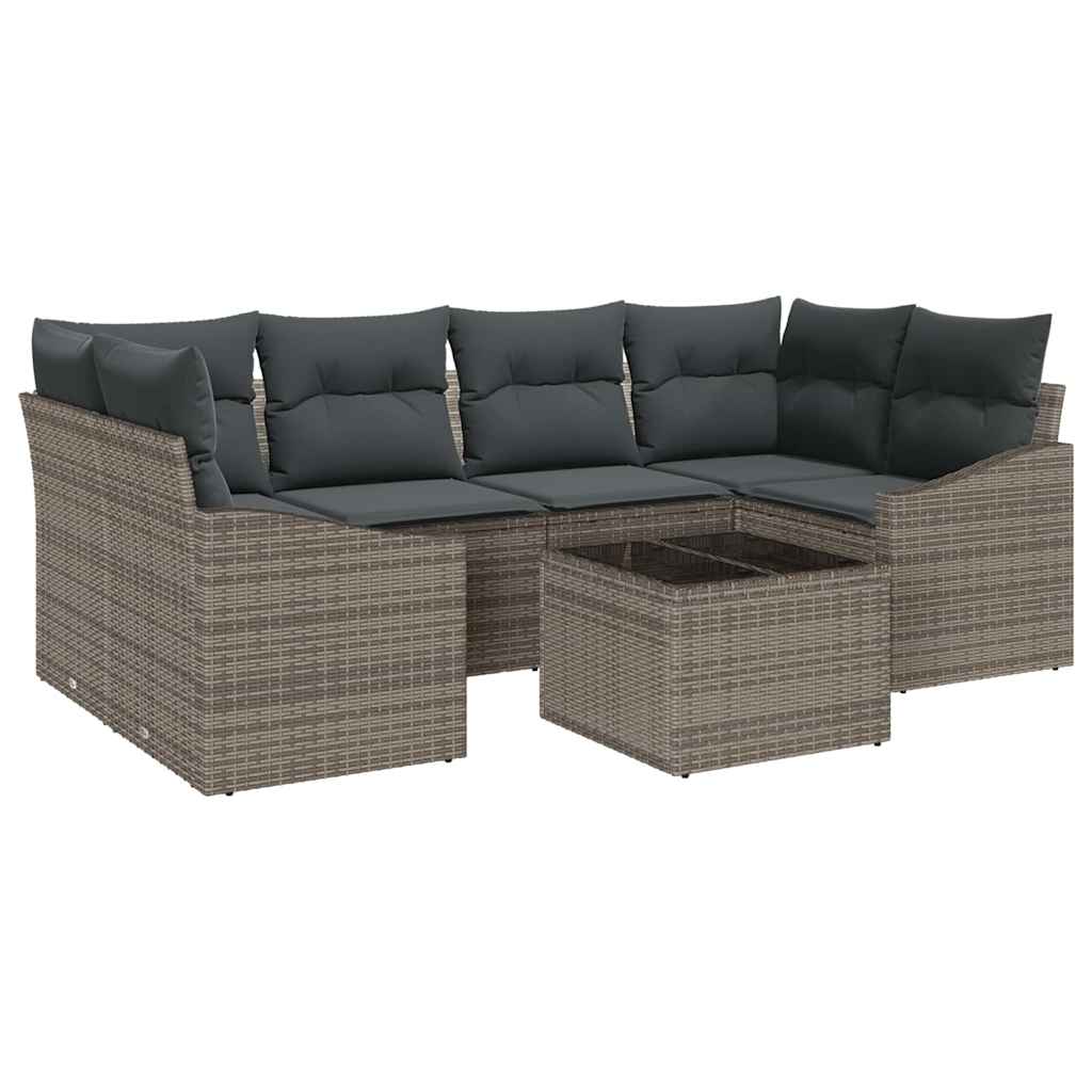 Garden Sofa Set with Cushion Manual 7 pcs Grey 55 x 55 x 37 cm