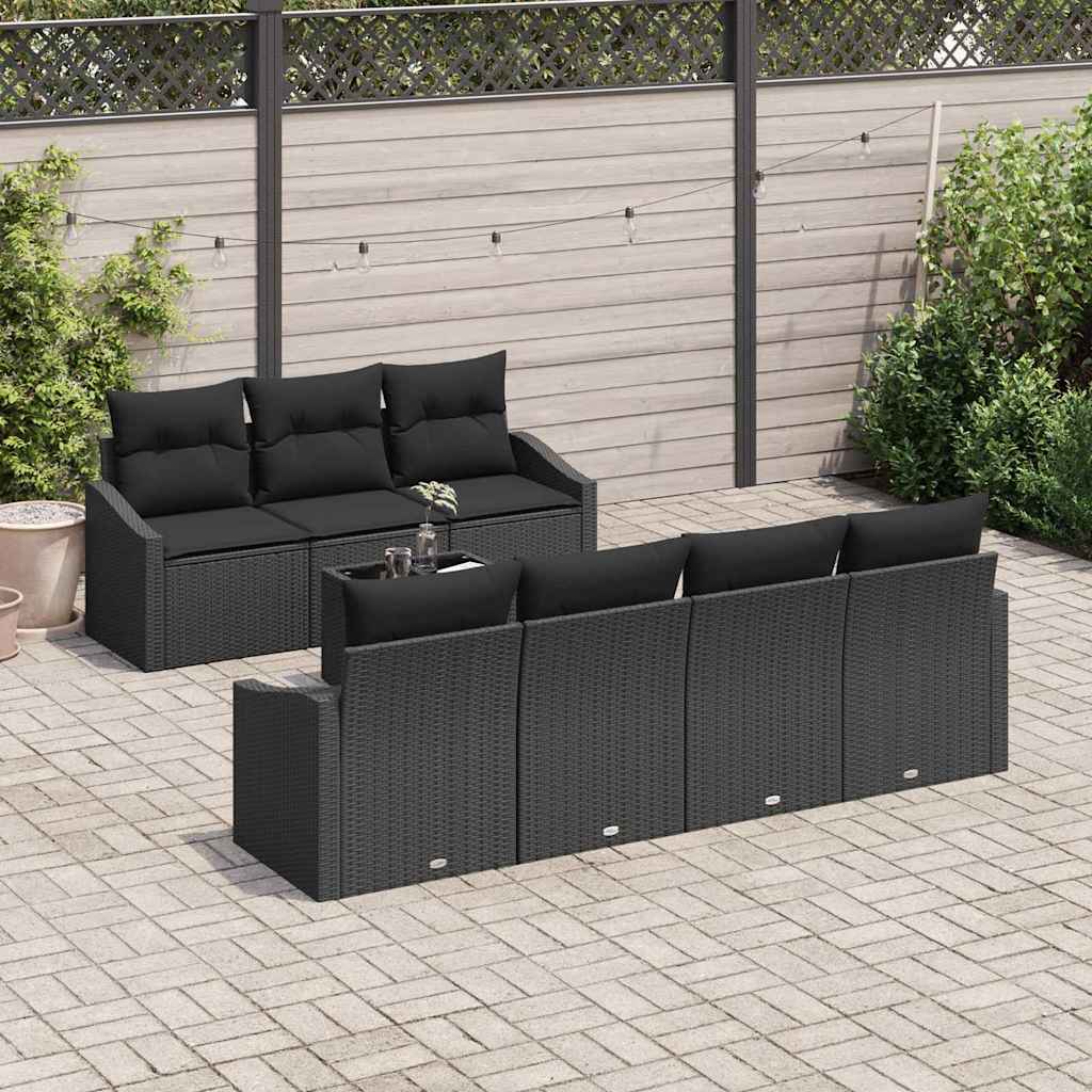 Garden Sofa Set with Cushion Manual 8 pcs Black 55 x 55 x 37 cm