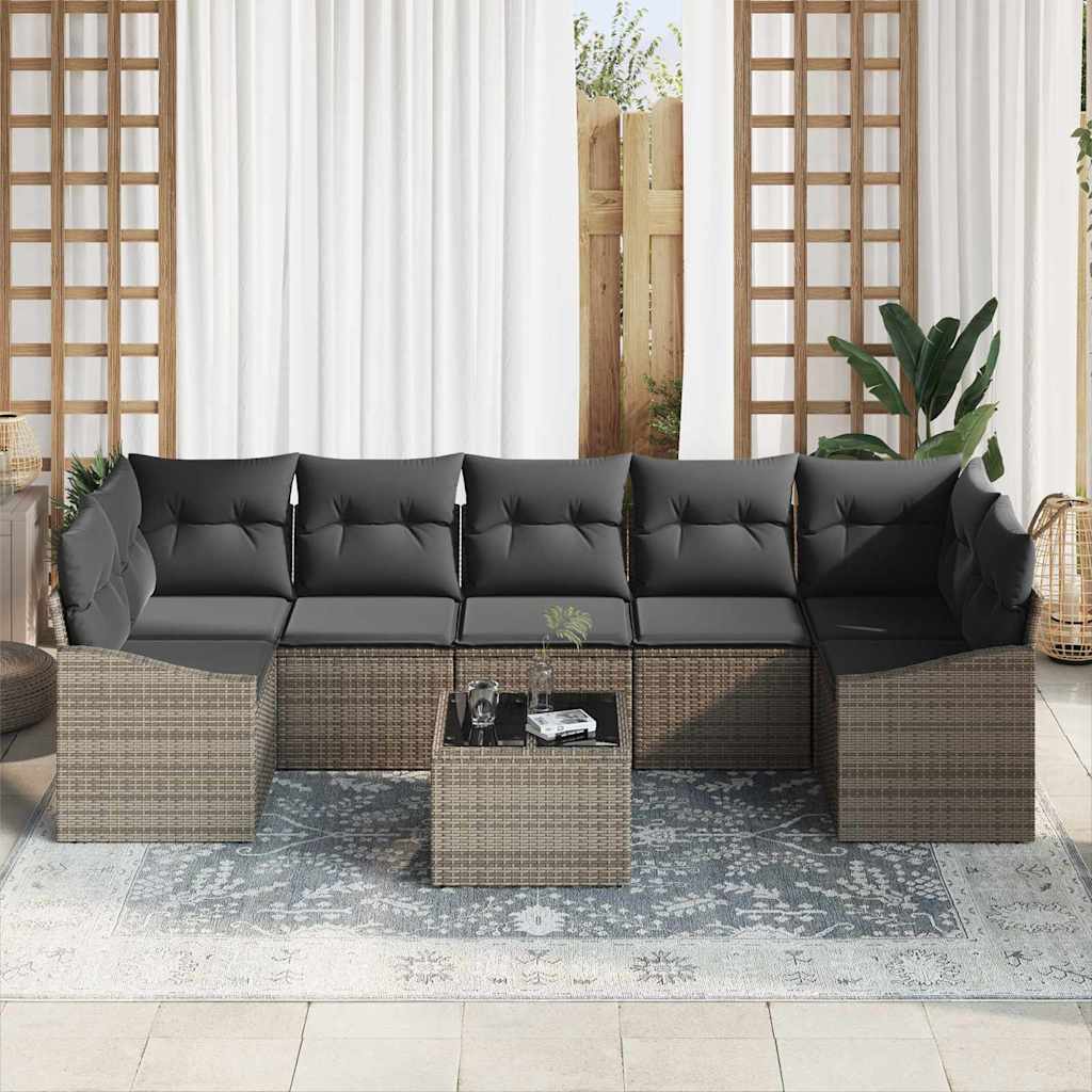 Sofa Set with Cushion Grey 55 x 55 x 37 cm Poly Rattan
