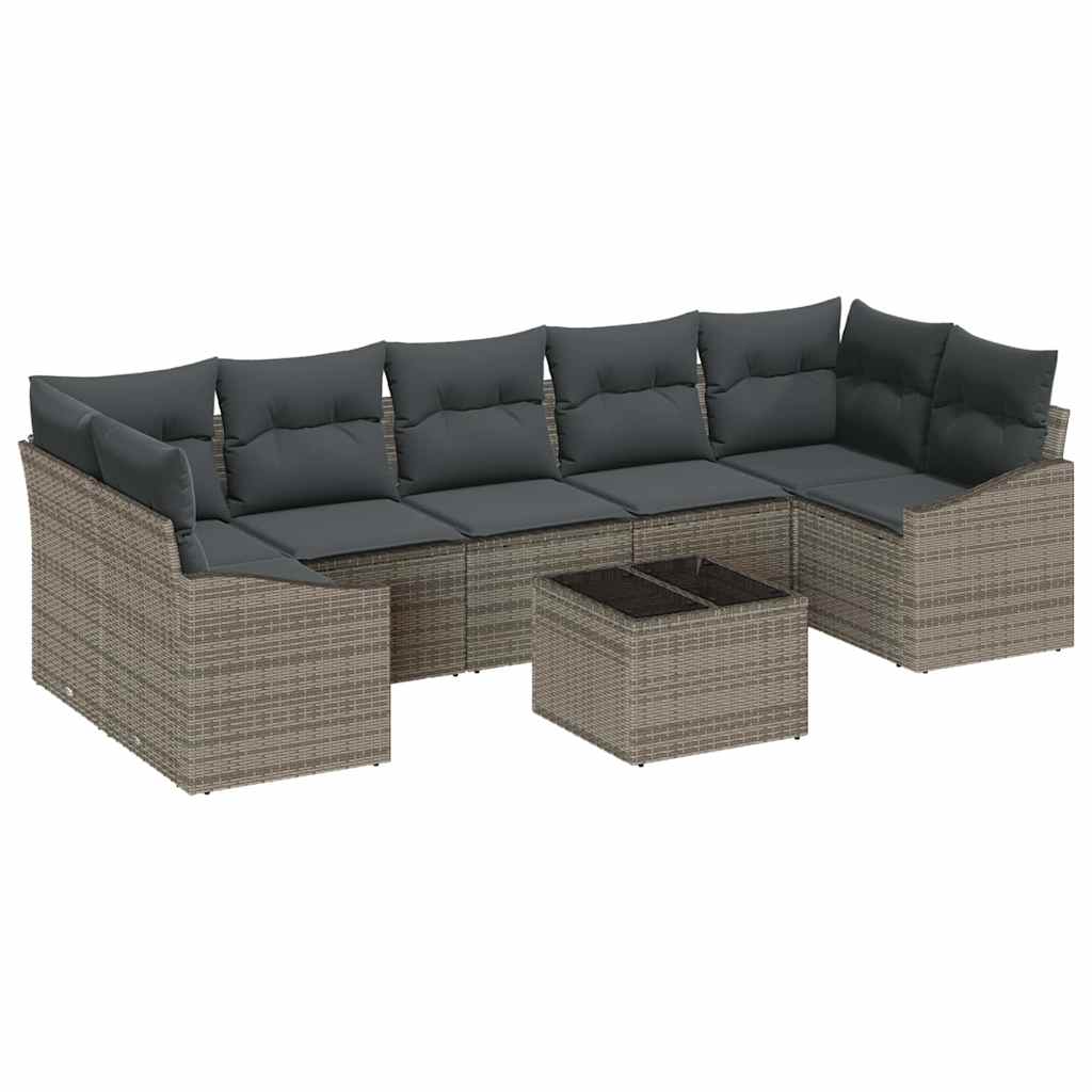 Garden Sofa Set with Cushion Manual 8 pcs Grey 55 x 55 x 37 cm