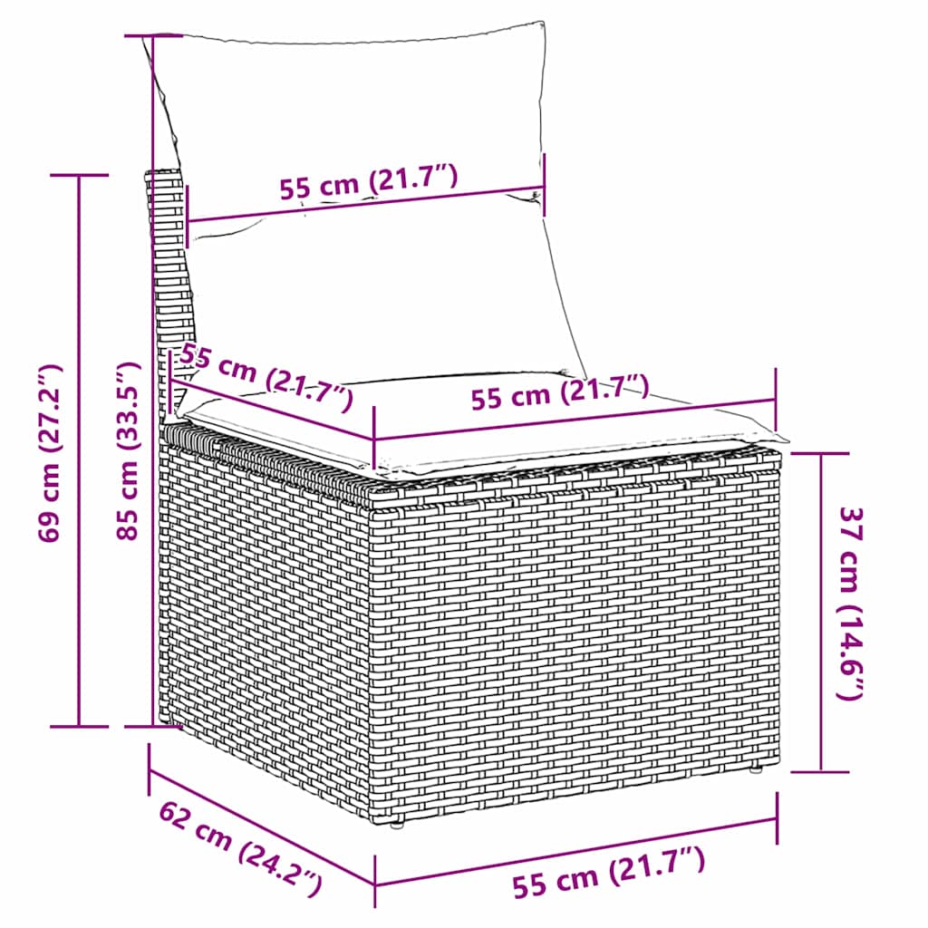Garden Sofa Set 5 pcs Grey Poly rattan
