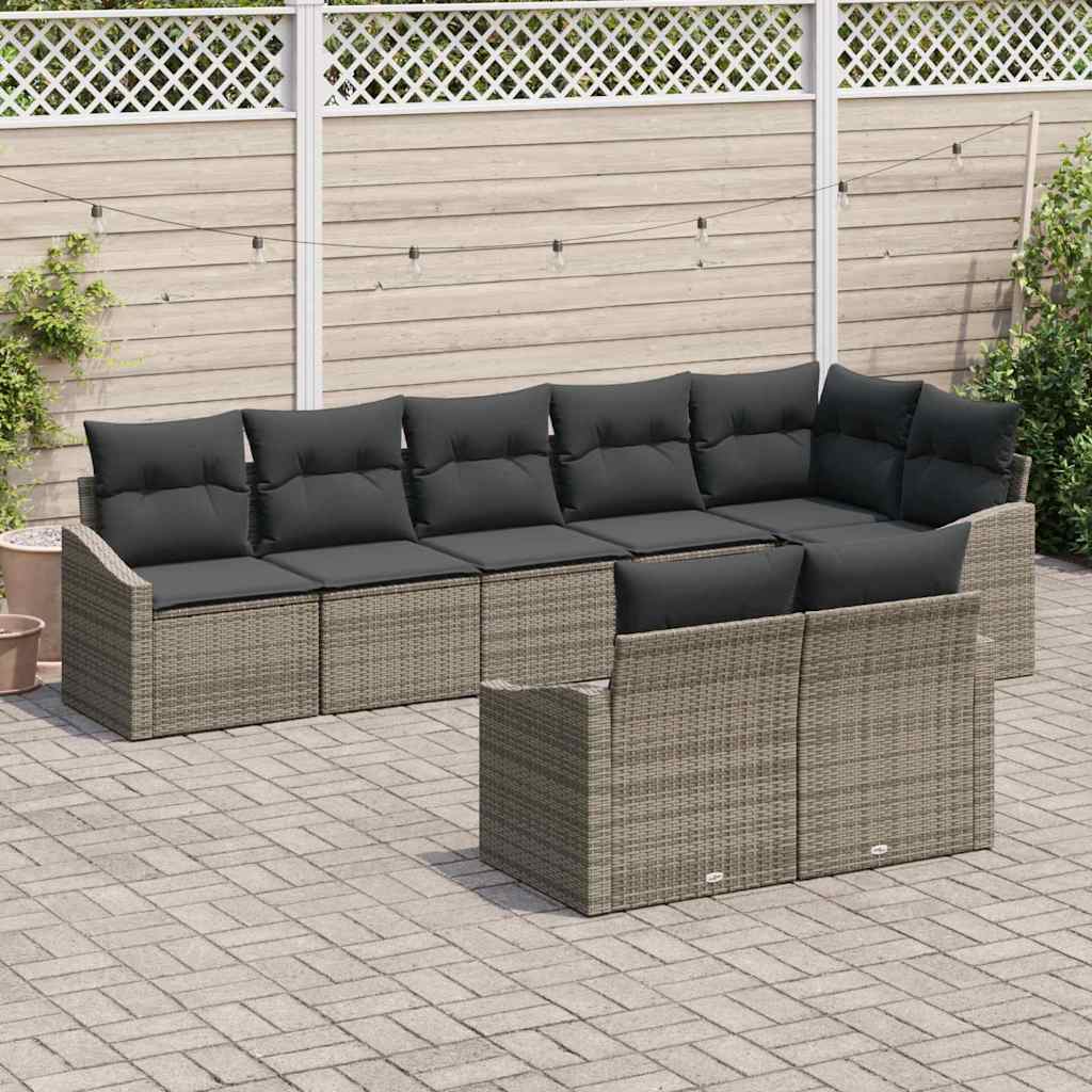 Garden Sofa Set 8 pcs Grey Poly rattan