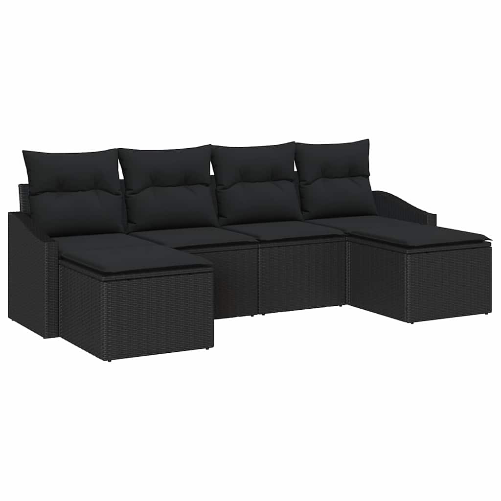 Garden Sofa Set 6 pcs Black Poly rattan
