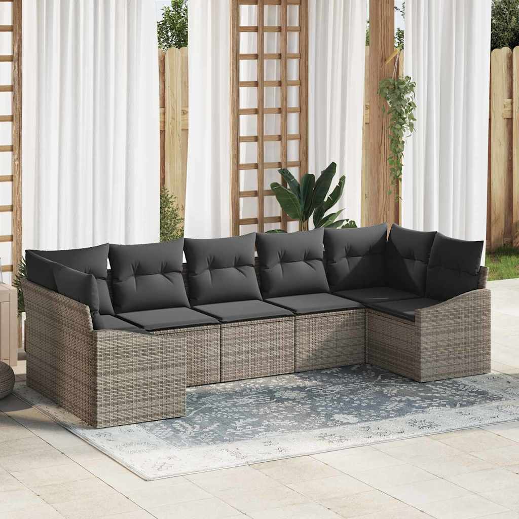 Garden Sofa Set 7 pcs Grey Poly rattan