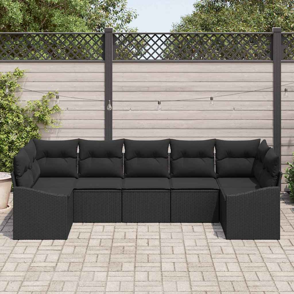 Garden Sofa Set 7 pcs Black Poly rattan