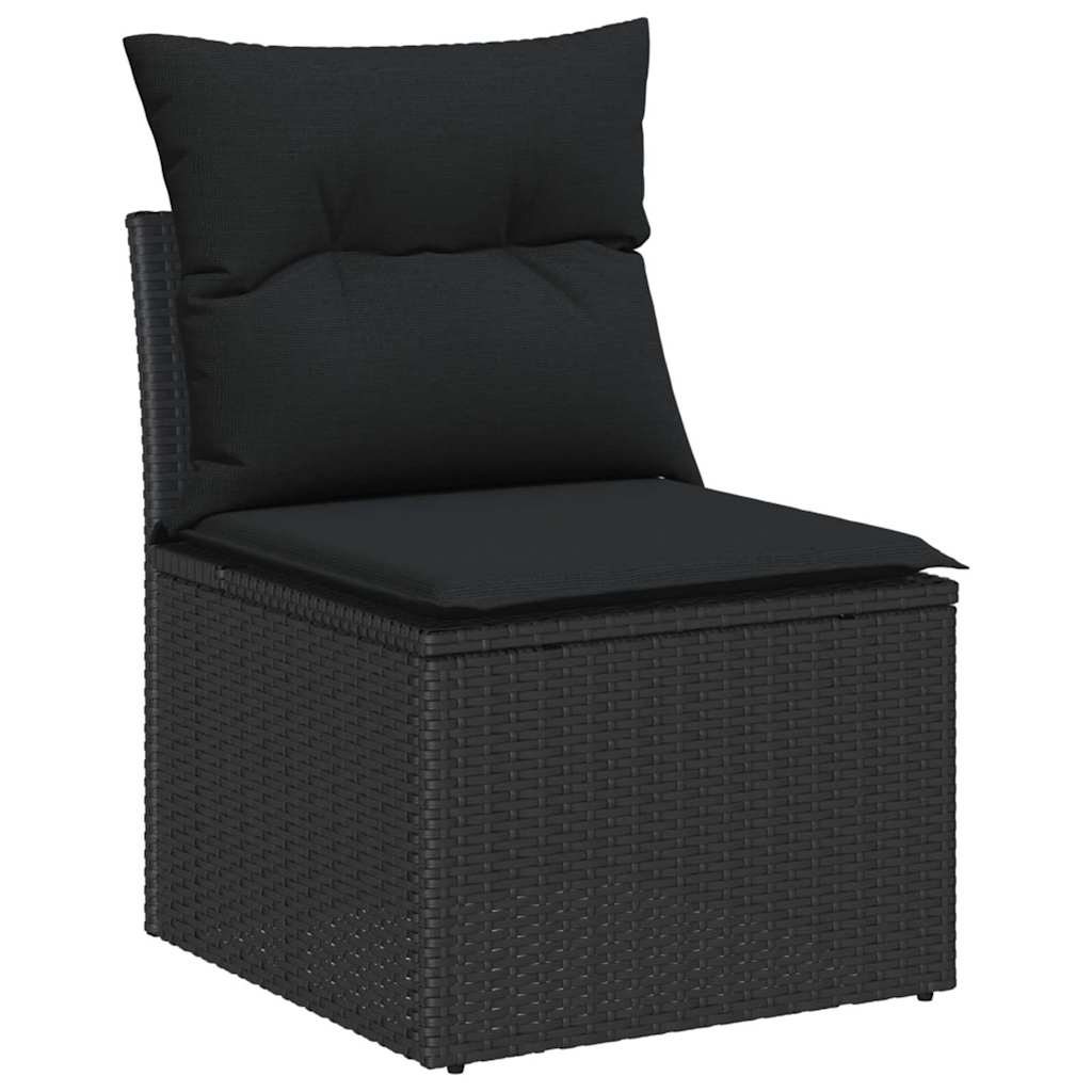 Garden Sofa Set with Cushion 7 pcs Black 294 x 62 x 69 cm
