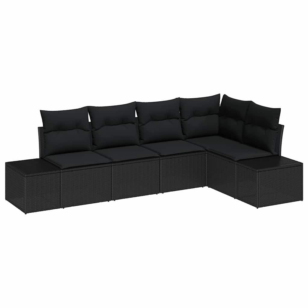 Garden Sofa Set 5 pcs Black Poly Rattan