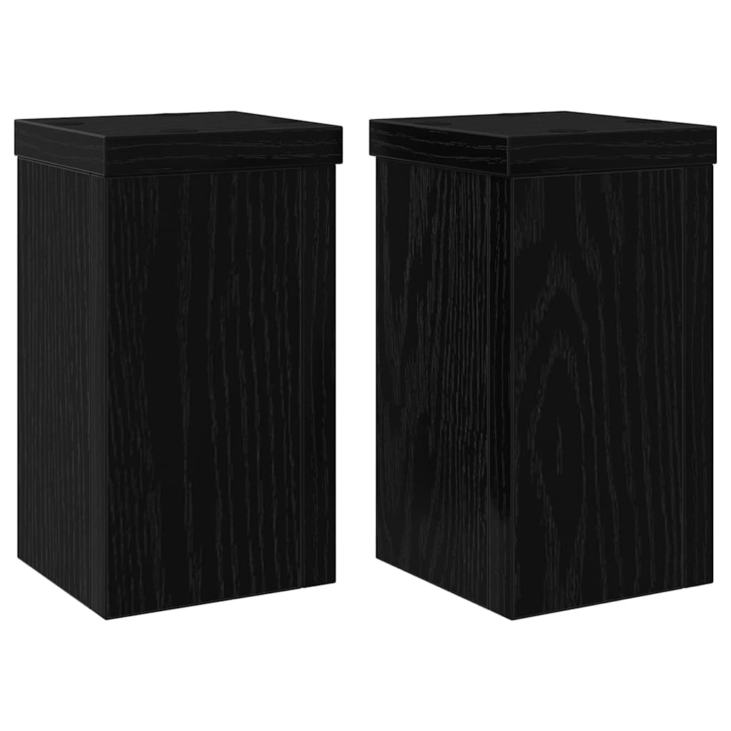 Plant Stand 2 pcs Black Oak 10 x 10 x 18 cm Engineered Wood