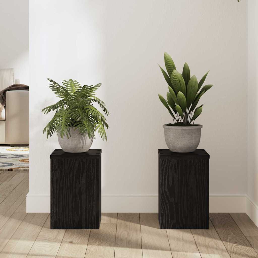 Plant Stand 2 pcs Black Oak 20 x 20 x 30 cm Engineered Wood