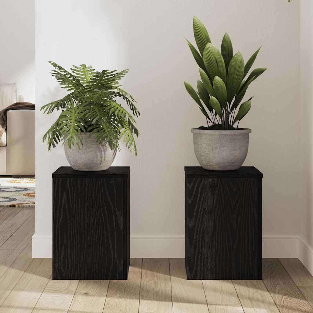 Plant Stand 2 pcs Black Oak 25 x 25 x 35 cm Engineered Wood