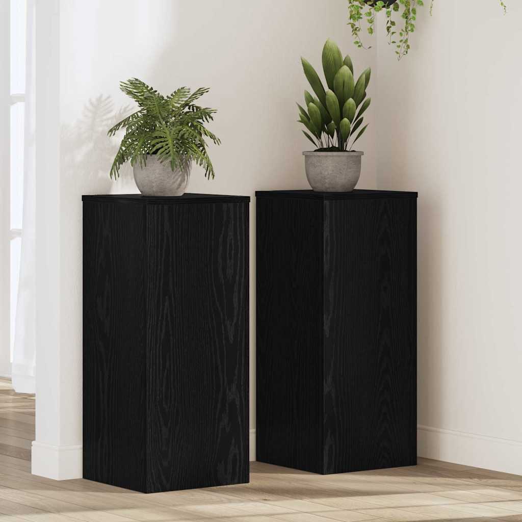 Plant Stand 2 pcs Black Oak 30 x 30 x 70 cm Engineered Wood