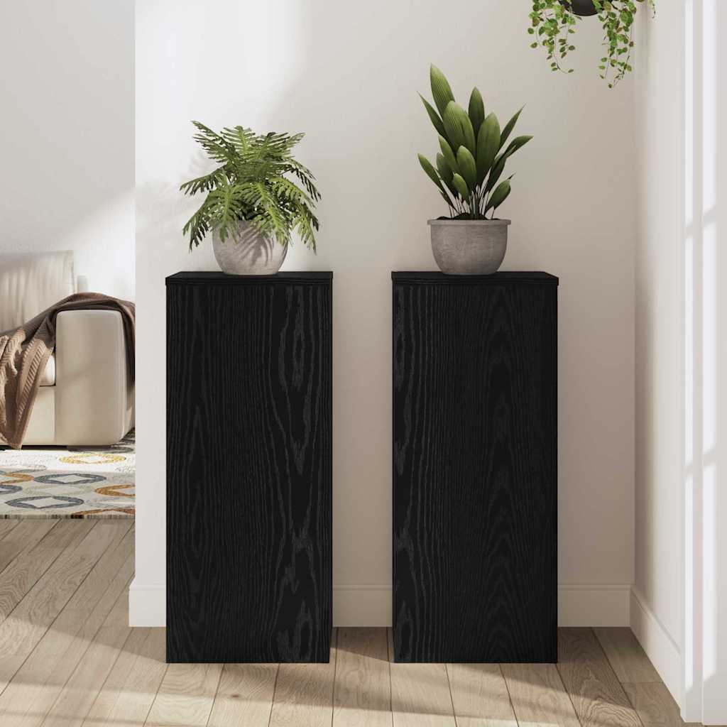 Plant Stand 2 pcs Black Oak 30 x 30 x 70 cm Engineered Wood