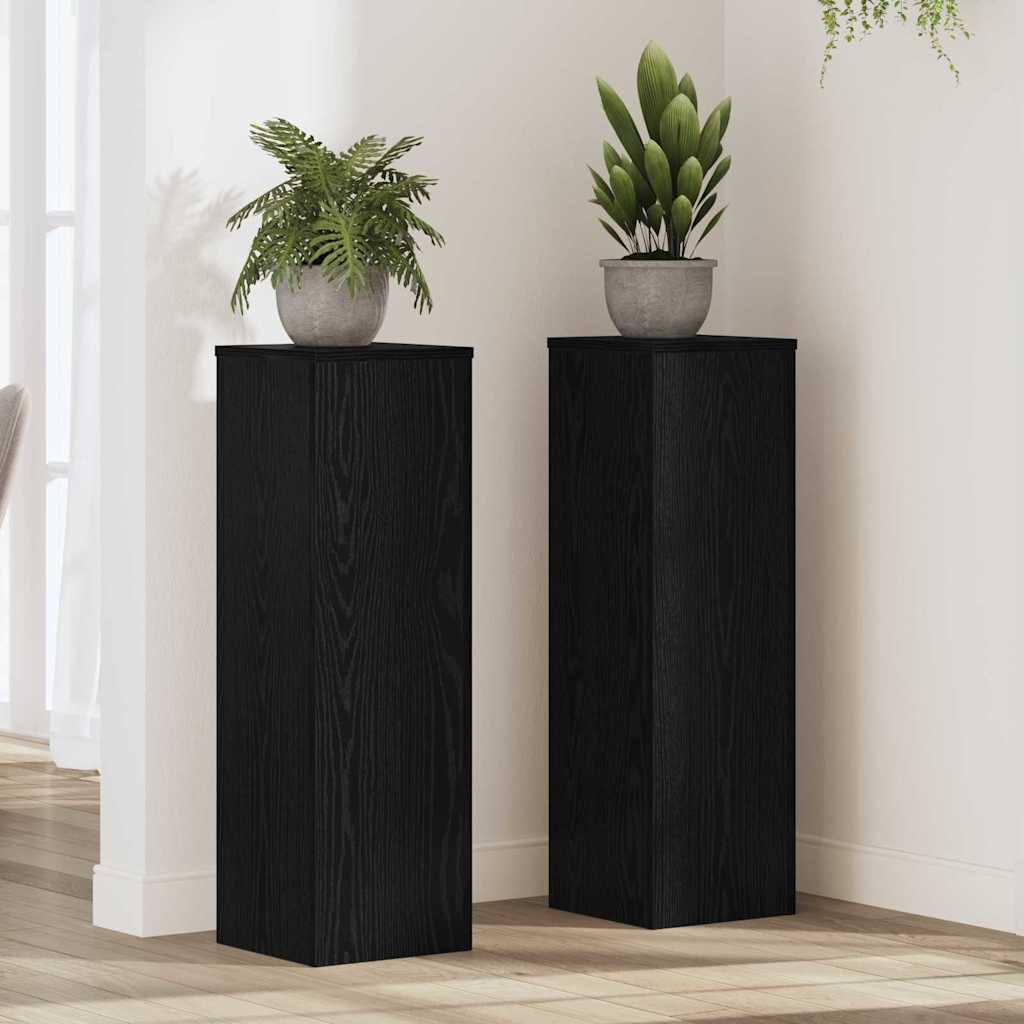 Plant Stand 2 pcs Black Oak 25 x 25 x 80 cm Engineered Wood