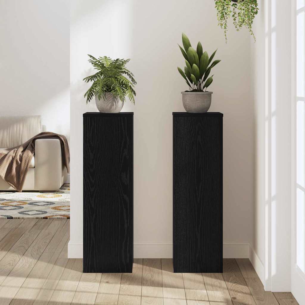 Plant Stand 2 pcs Black Oak 25 x 25 x 80 cm Engineered Wood