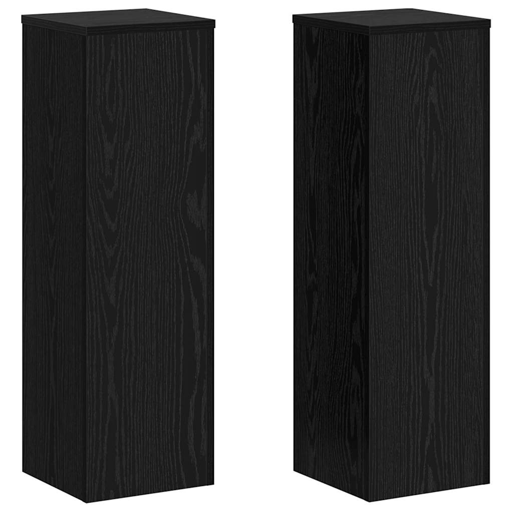 Plant Stand 2 pcs Black Oak 25 x 25 x 80 cm Engineered Wood