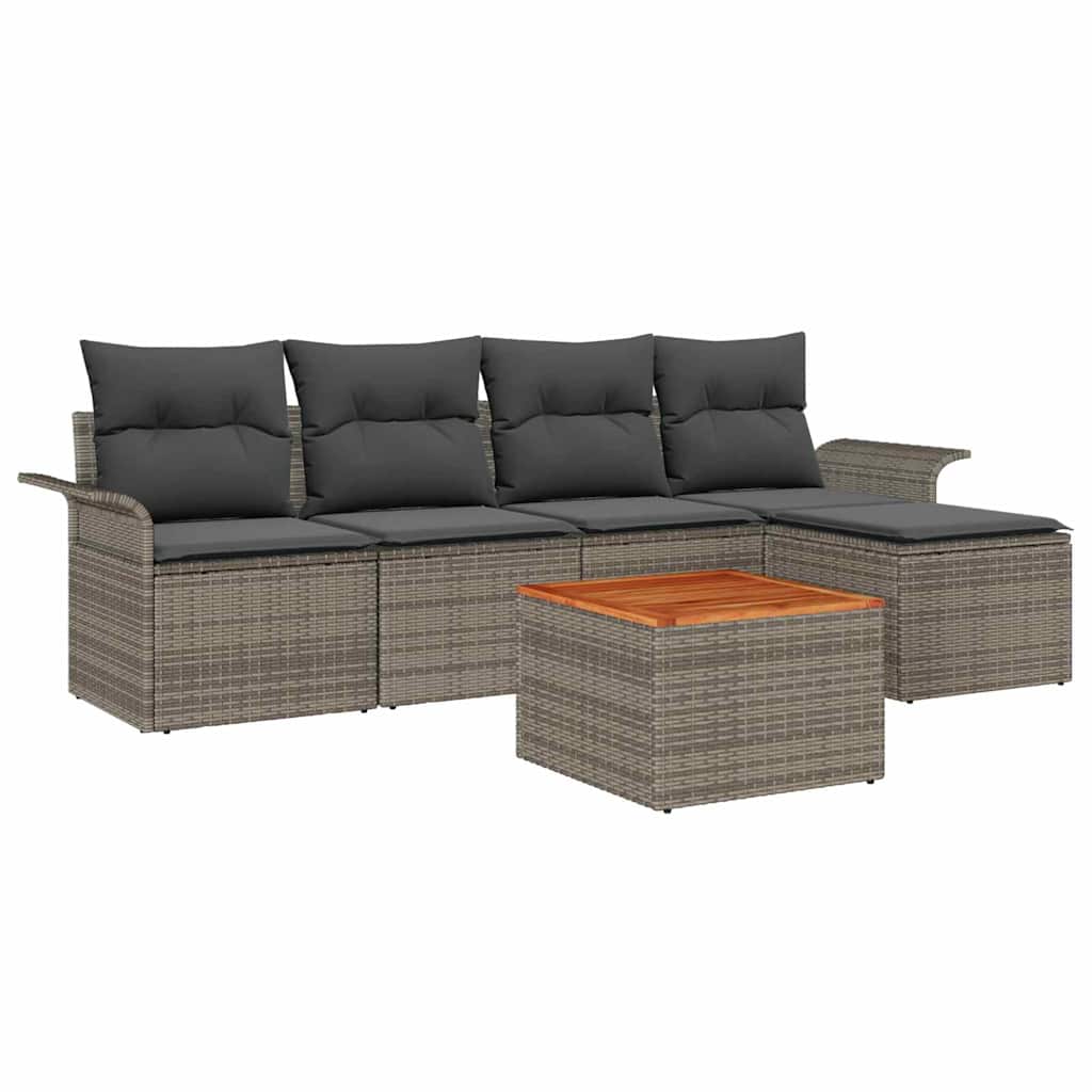 Garden Sofa Set 6 pcs Grey Poly rattan