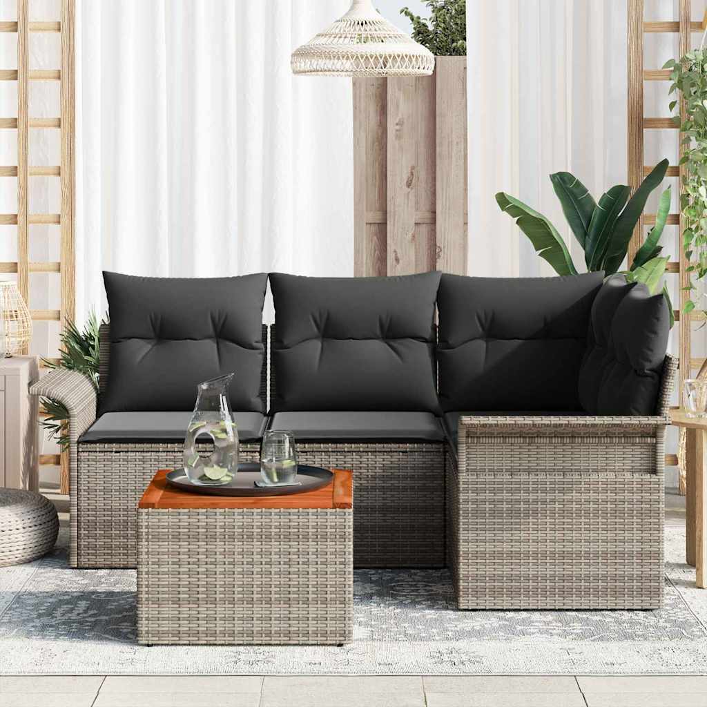 Garden Sofa Set 5 pcs Grey Poly rattan