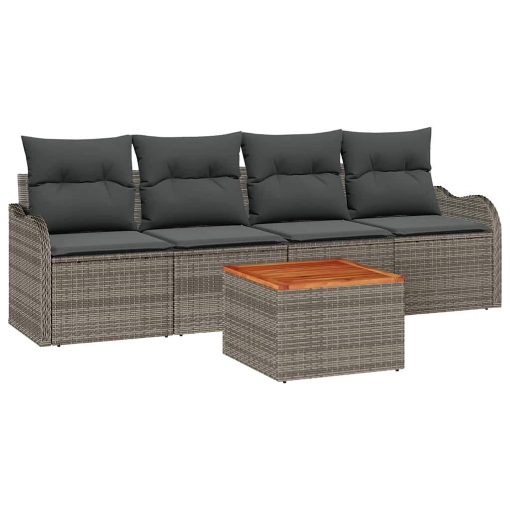 Garden Sofa Set 5 pcs Grey Poly rattan