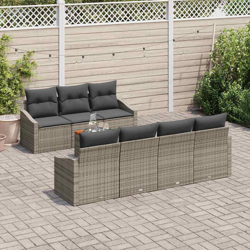 Garden Sofa Set with Cushion 8 pcs Grey Poly rattan