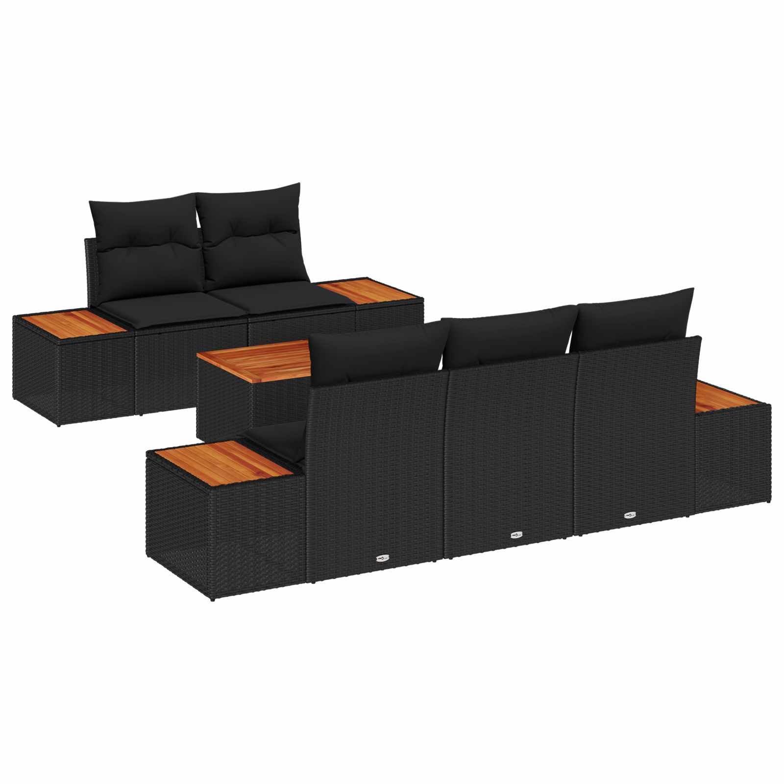 Garden Sofa Set with Cushion 6 pcs Black Poly rattan