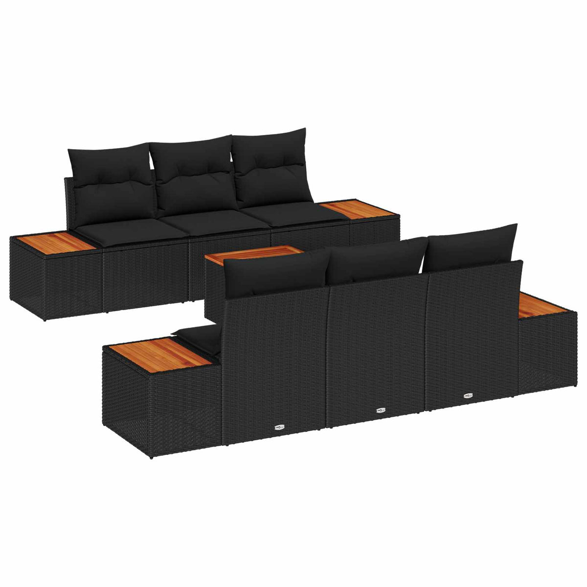 Garden Sofa Set with Cushion 7 pcs Black Poly rattan
