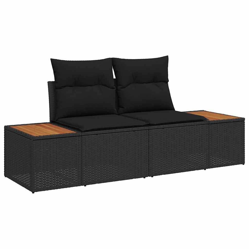Garden Sofa Set with Cushion 6 pcs Black Poly Rattan