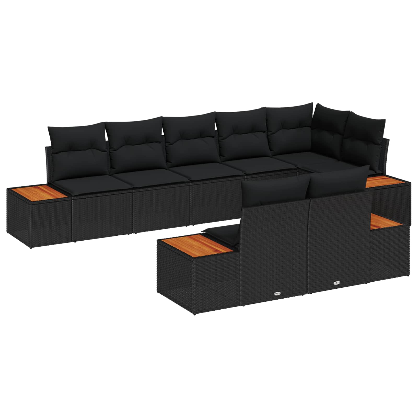 Garden Sofa Set with Cushion 8 pcs Black Poly rattan