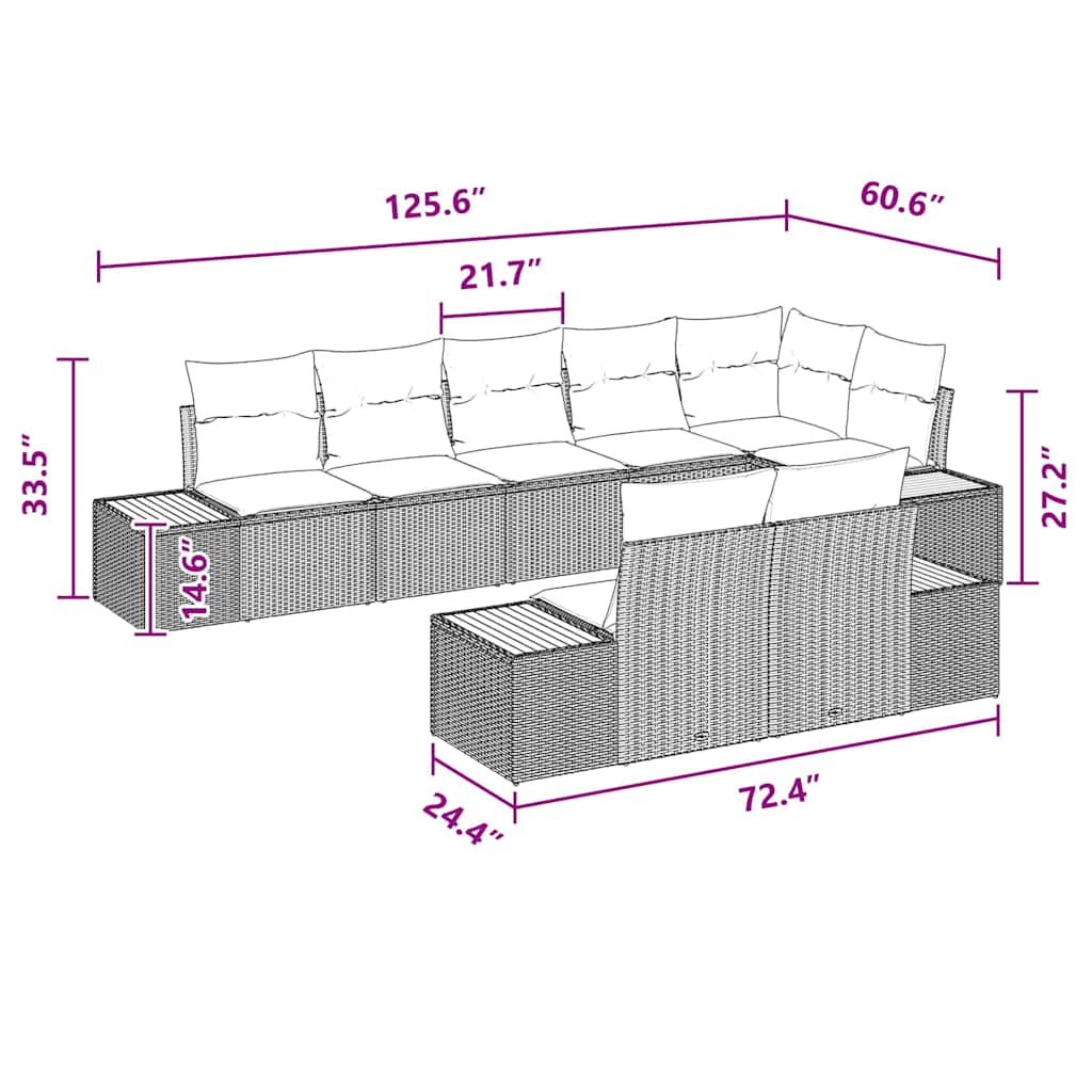 Garden Sofa Set with Cushion 8 pcs Black Poly rattan