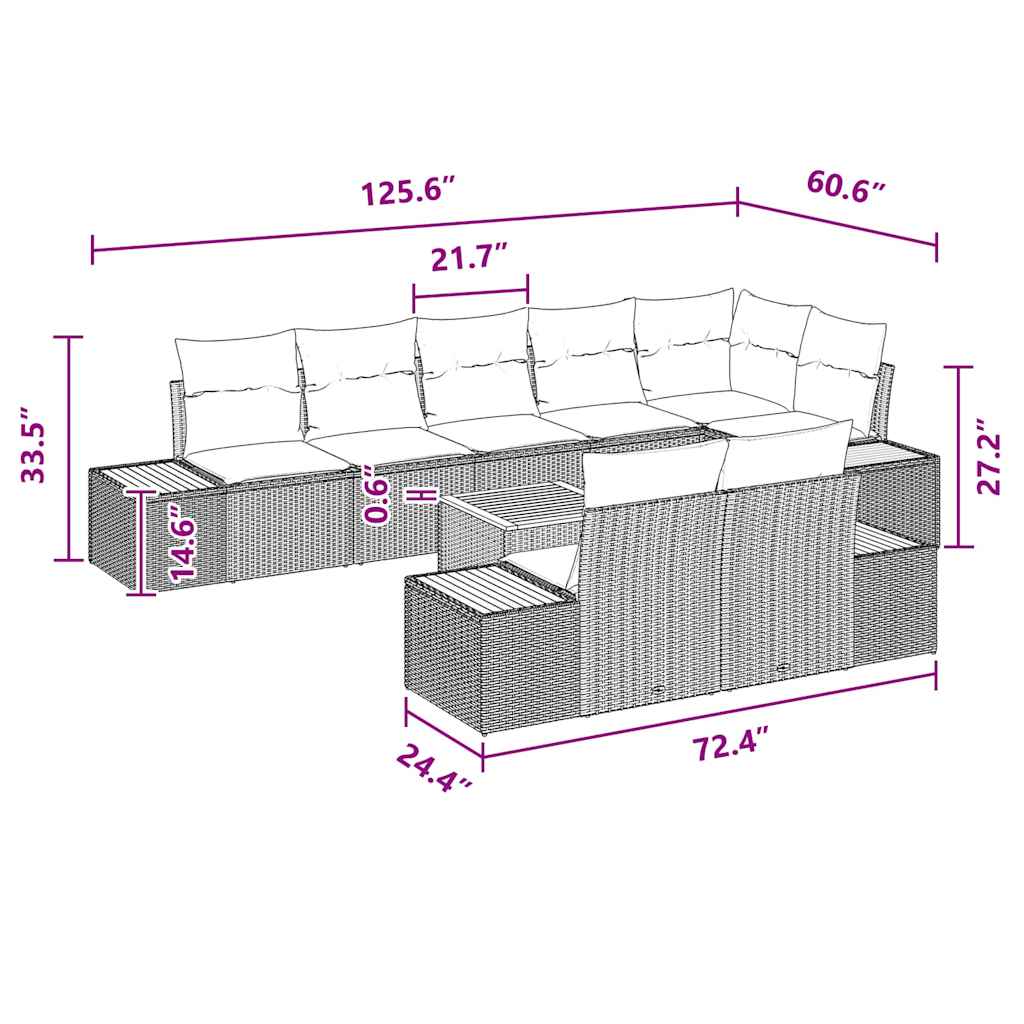 Garden Sofa Set with Cushion 9 pcs Black Poly rattan