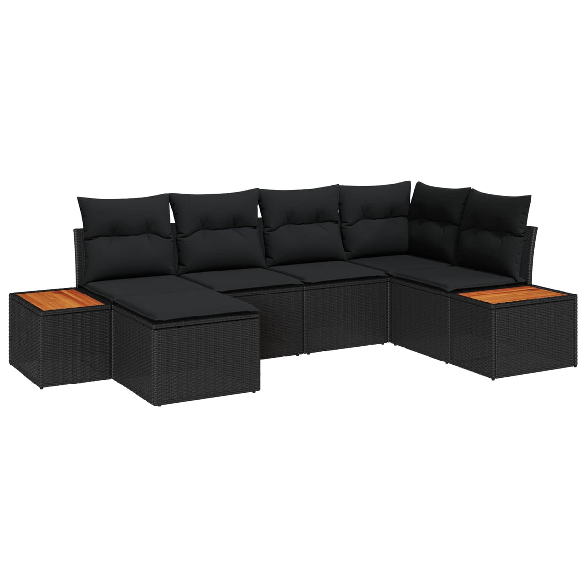 Garden Sofa Set with Cushion 6 pcs Black Poly Rattan
