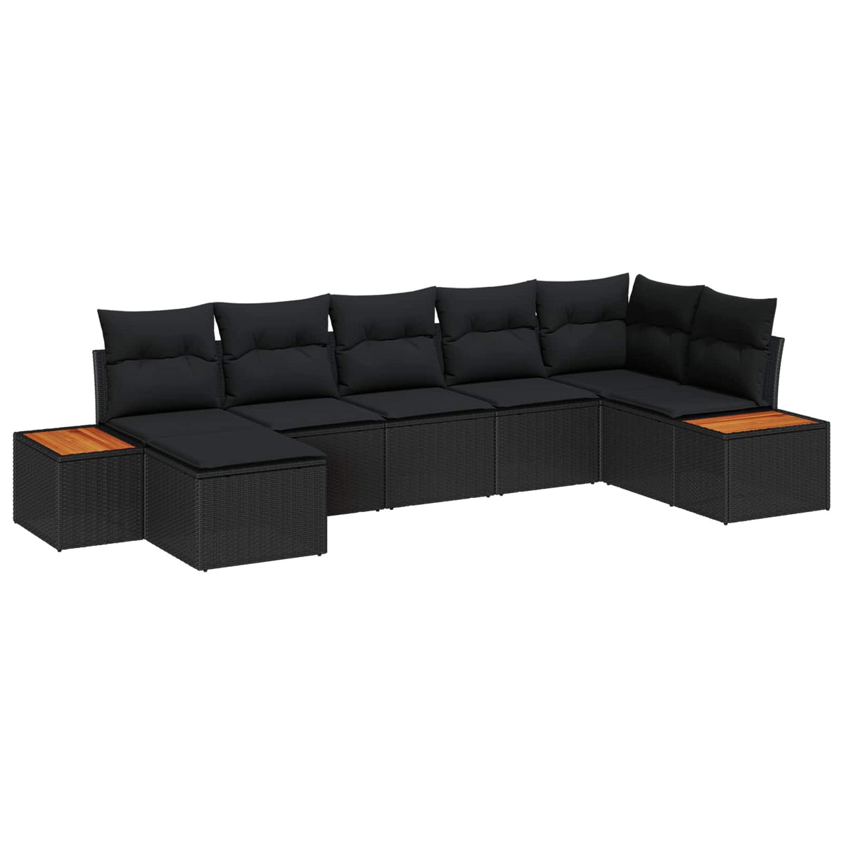 Garden Sofa Set with Cushion 7 pcs Black Poly Rattan