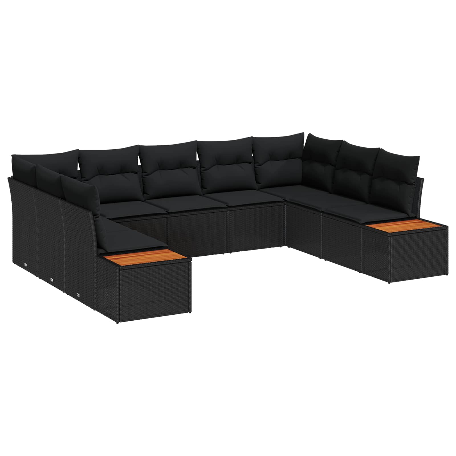 Garden Sofa Set with Cushion 9 pcs Black Poly rattan