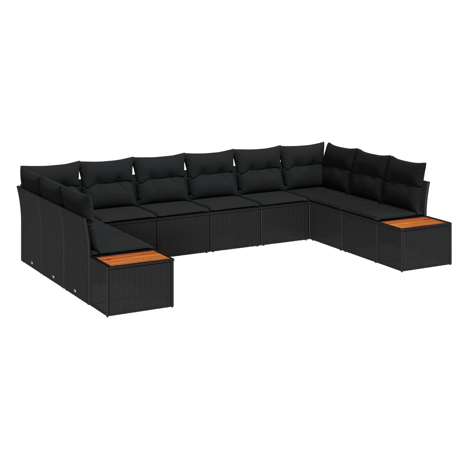 Garden Sofa Set with Cushion 10 pcs Black Poly rattan
