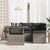 Garden Sofa Set with Cushion 5 pcs Grey Poly rattan