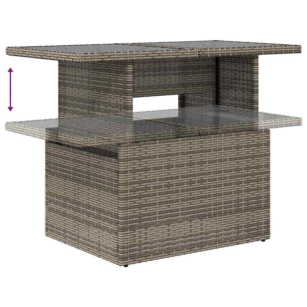 Garden Sofa Set with Cushion 7 pcs Grey Poly rattan