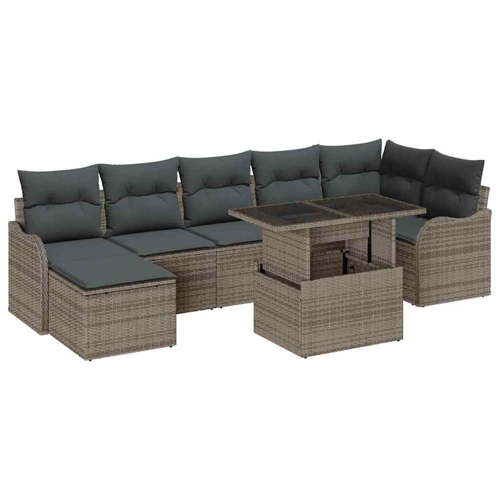 Garden Sofa Set with Cushion 8 pcs Grey Poly rattan