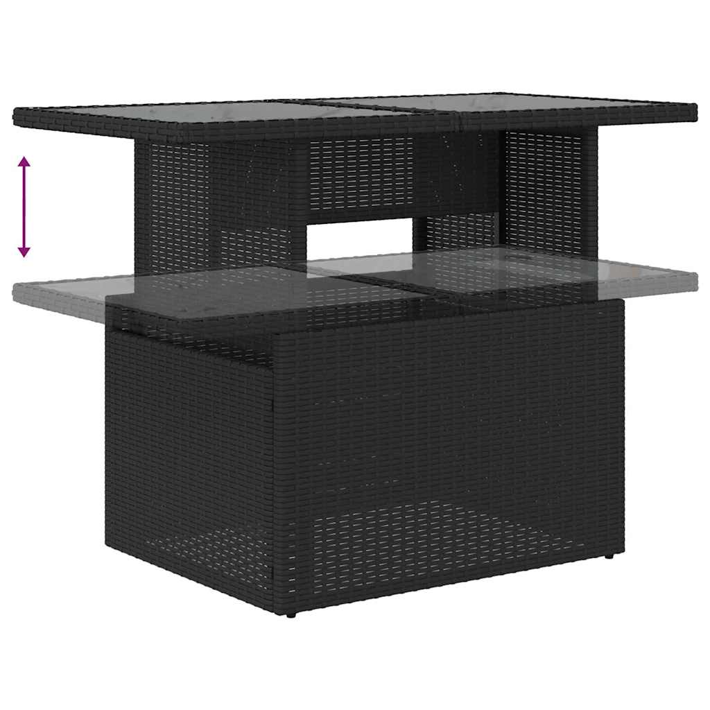 Garden Sofa Set 7 pcs Black Poly rattan, powder-coated steel