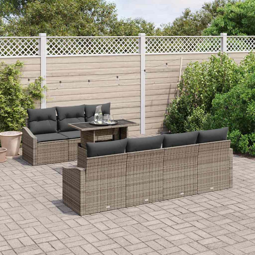 Garden Sofa Set with Cushion Manual 8 pcs Grey 100 x 55 x 73 cm