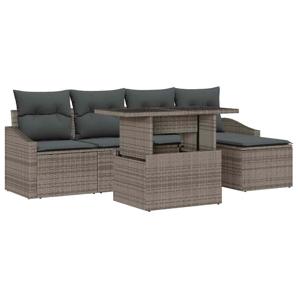 Garden Sofa Set with Cushion 6 pcs Grey
