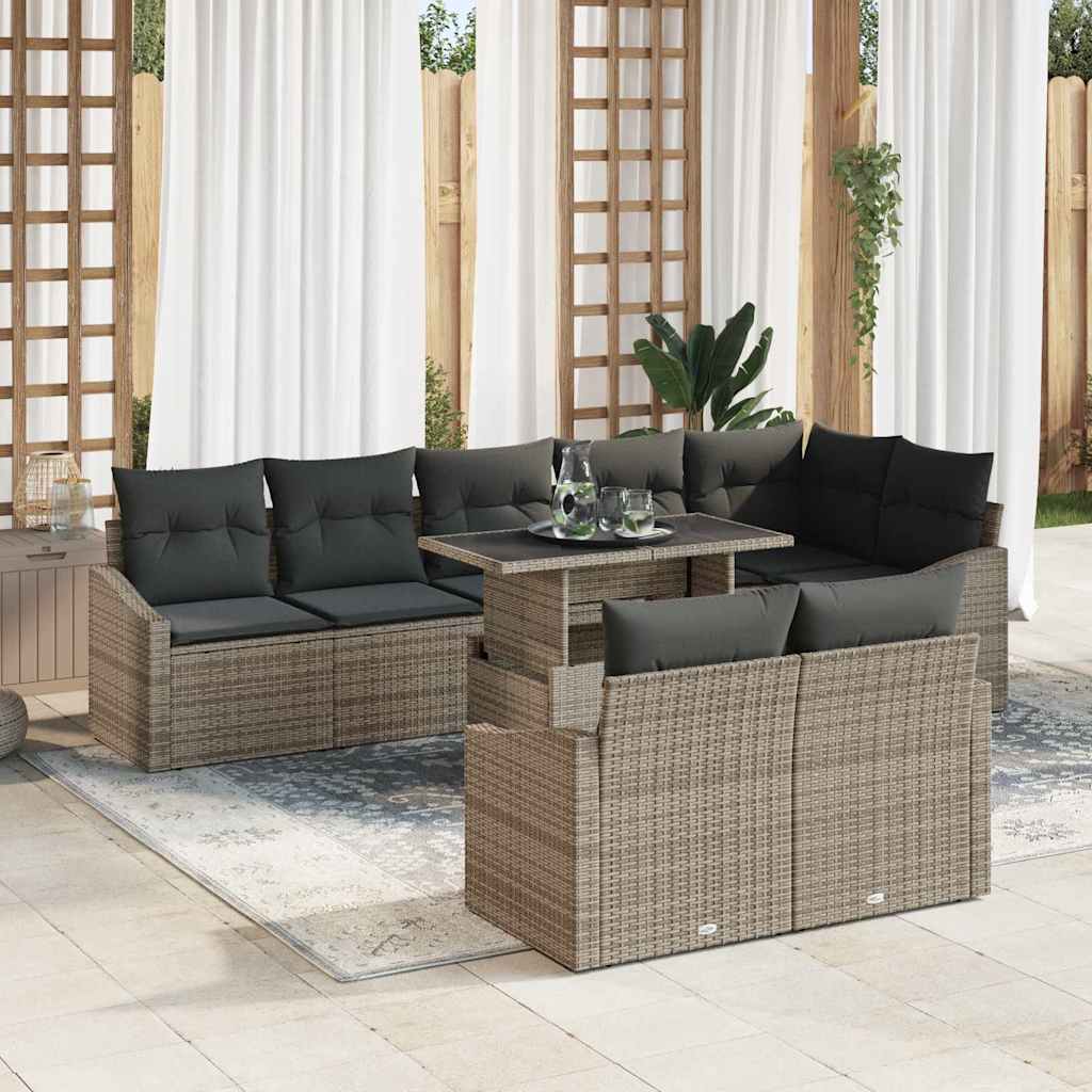 Garden Sofa Set with Cushion Manual 9 pcs Grey 100 x 55 x 73 cm