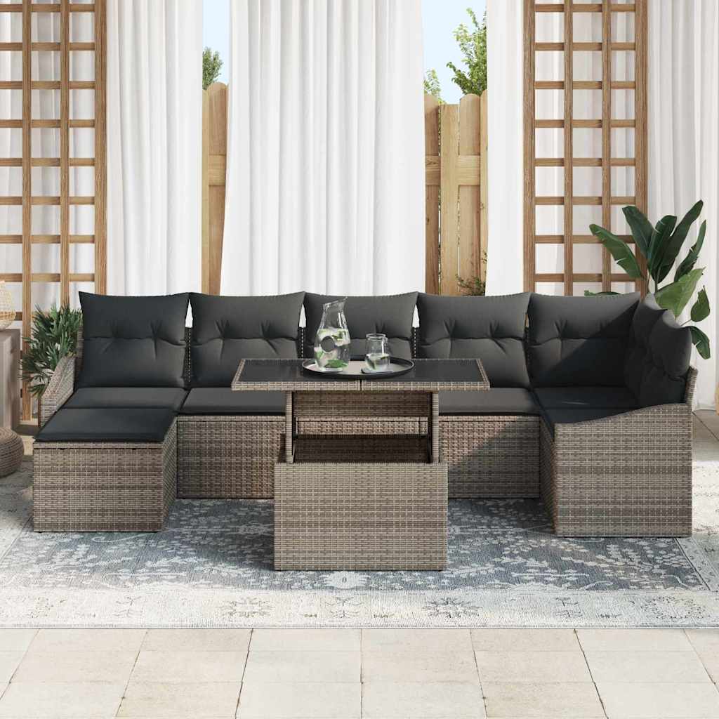 Garden Sofa Set with Cushion 8 pcs Grey