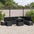 Garden Sofa Set 9 pcs Black Poly rattan, powder-coated steel