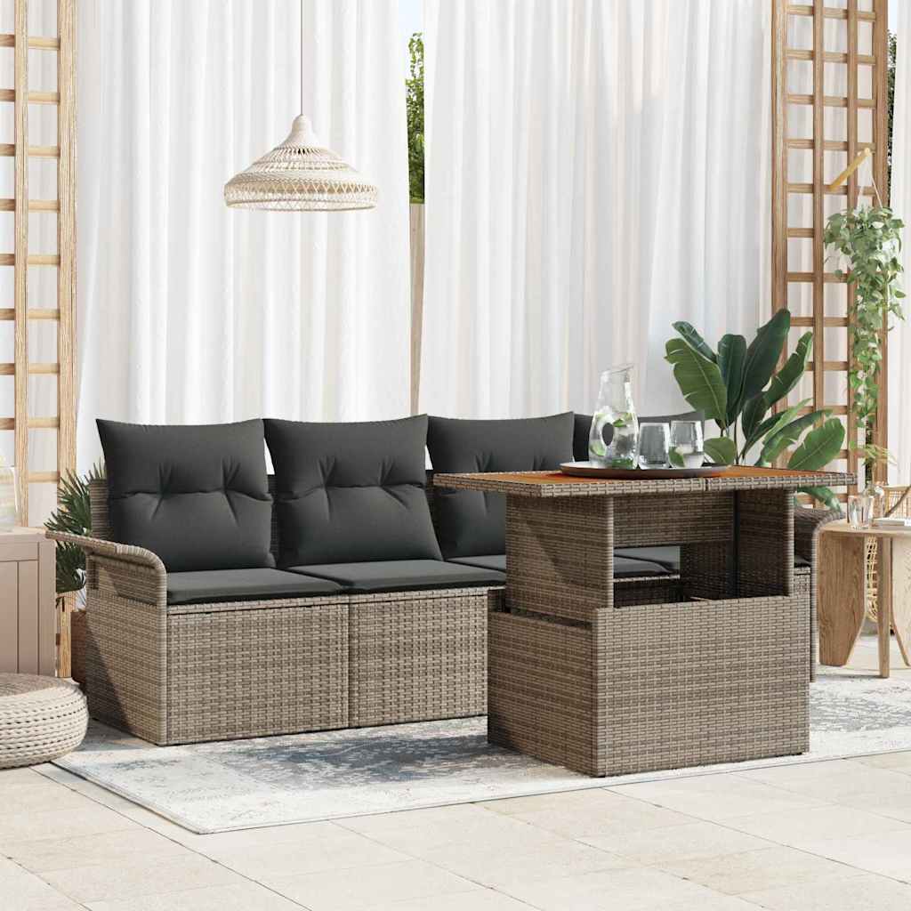 Garden Sofa Set with Cushion 5 pcs Grey 100 x 55 x 73 cm