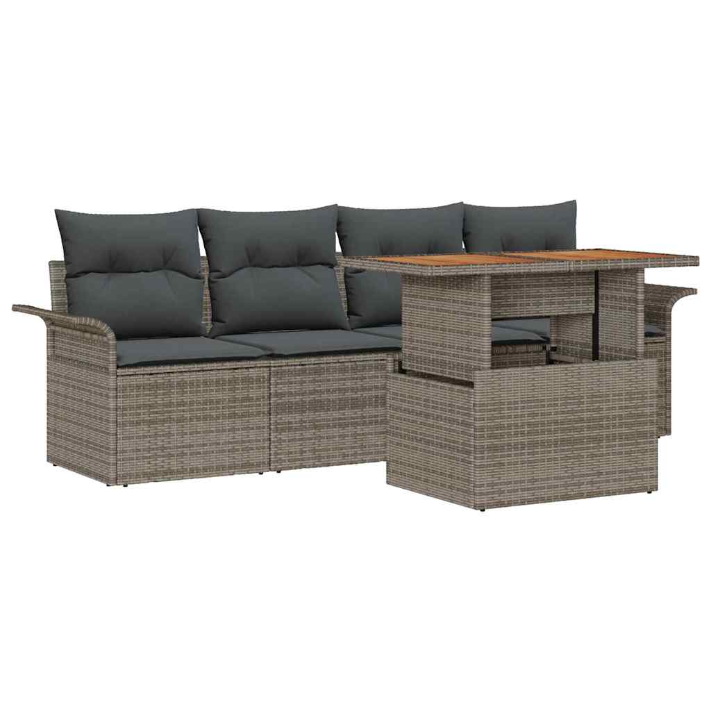 Garden Sofa Set with Cushion 5 pcs Grey 100 x 55 x 73 cm