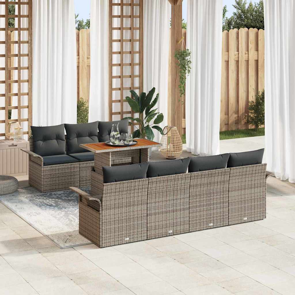 Garden Sofa Set with Cushion 8 pcs Grey 100 x 55 x 73 cm