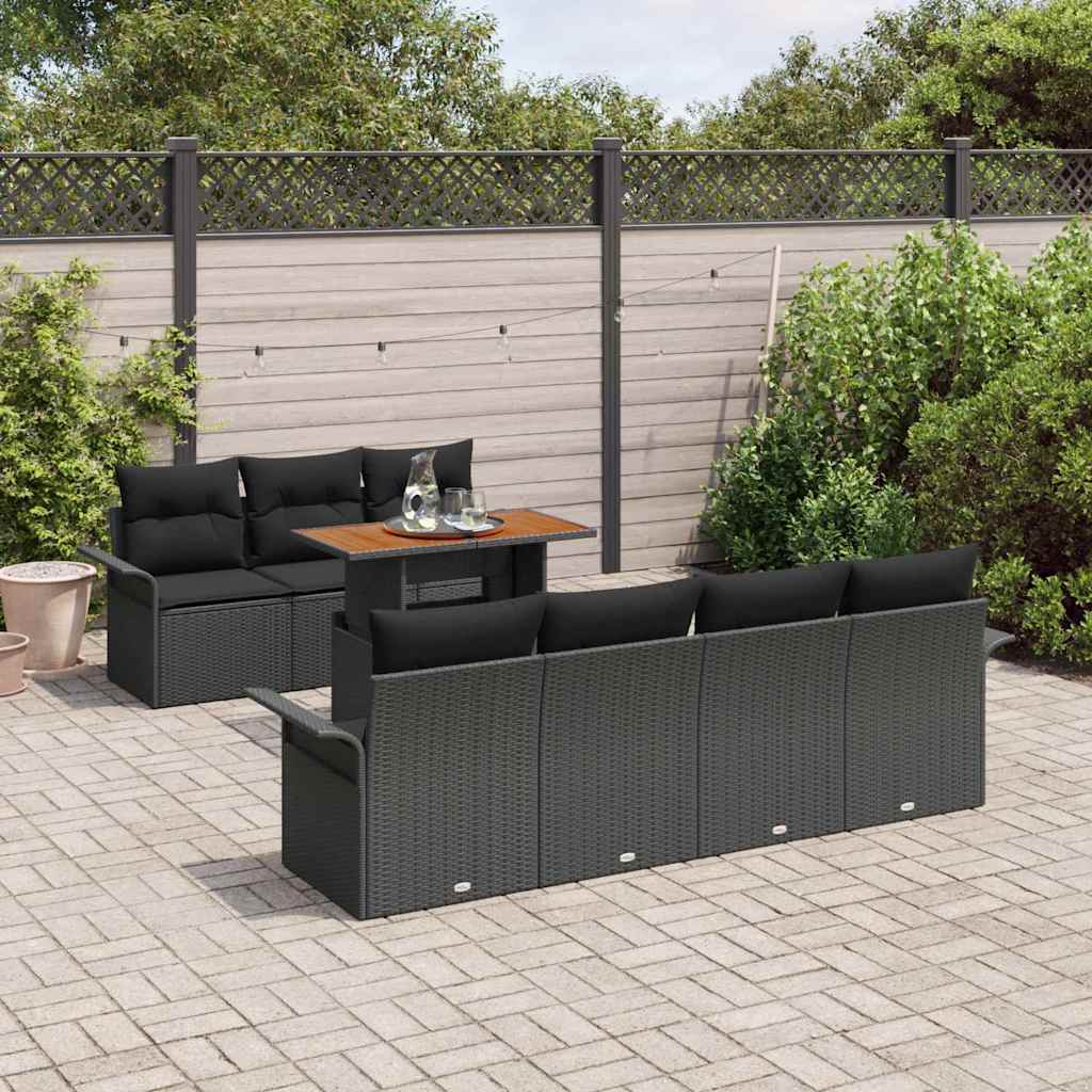 Garden Sofa Set with Cushion 8 pcs Black 100 x 55 x 73 cm